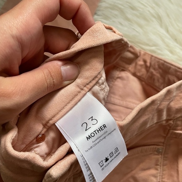 MOTHER High Waisted Looker Velvet Jeans In Petal Pink - Picture 8 of 9
